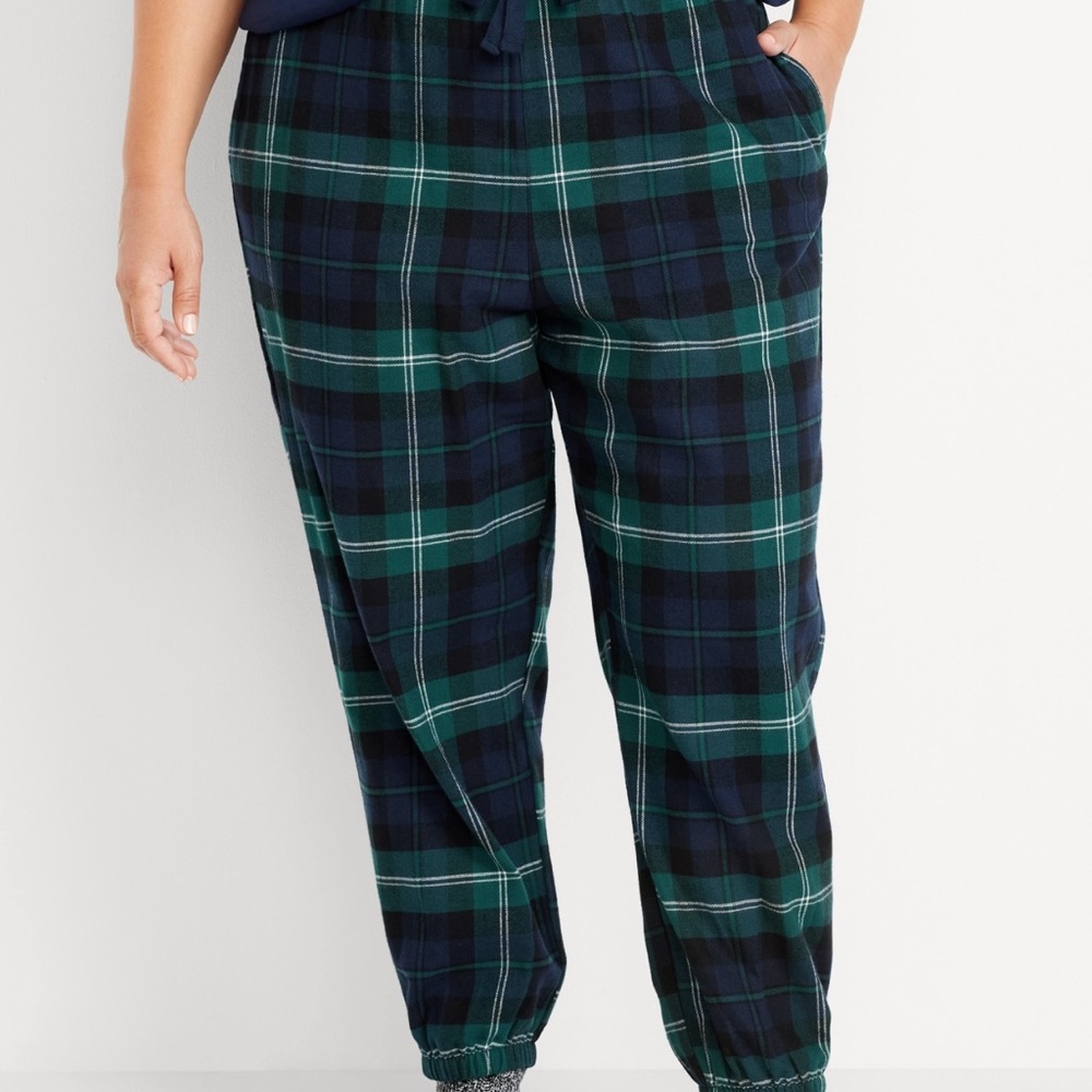Women’s High waisted Flannel Cotton  plaid Joggers 4x